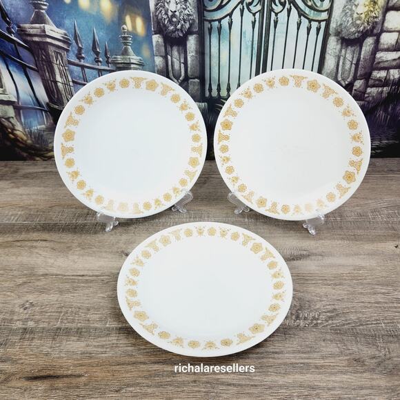 Corelle Butterfly Gold 8.5" Salad Plates Lot of 3 Corning Vintage - Picture 1 of 6
